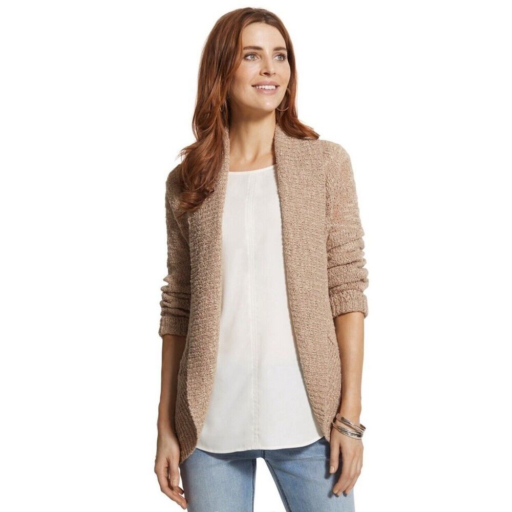 Chico's 2 Large Lace Back Lara Cocoon Cardigan Beige Jacket Sweater